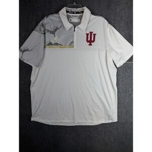 Indiana Hoosiers Adidas AEROREADY 1/4 Zip Polo Shirt Mens 2XL White Gray NCAA
